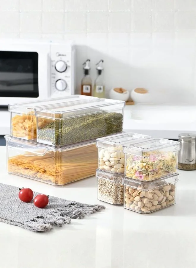 Casa Quesera  14 Pack Stackable Fridge Organizer Bins with Lids Clear Refrigerator and Pantry Storage Containers BPA Free for Fruits Vegetables Drinks and Snacks  | Best Price UAE